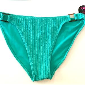 No Boundaries Green Textured Bikini Bottoms